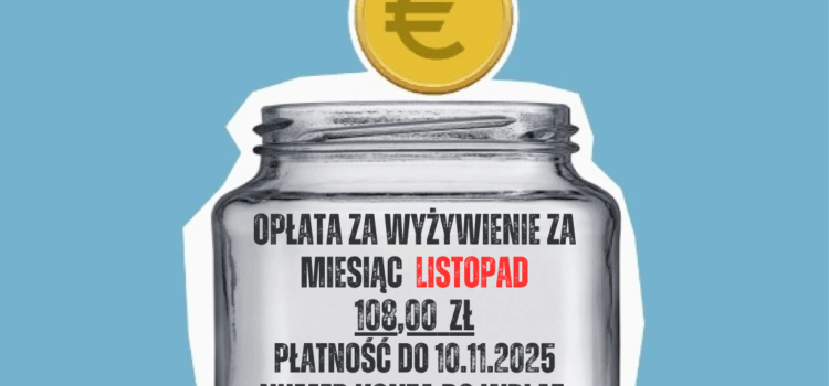 Opłaty za obiady w listopadzie