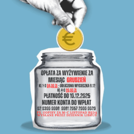 Opłaty za obiady w grudniu Opłaty za obiady w grudniu