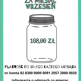 Opłaty za obiady we wrześniu Opłaty za obiady we wrześniu